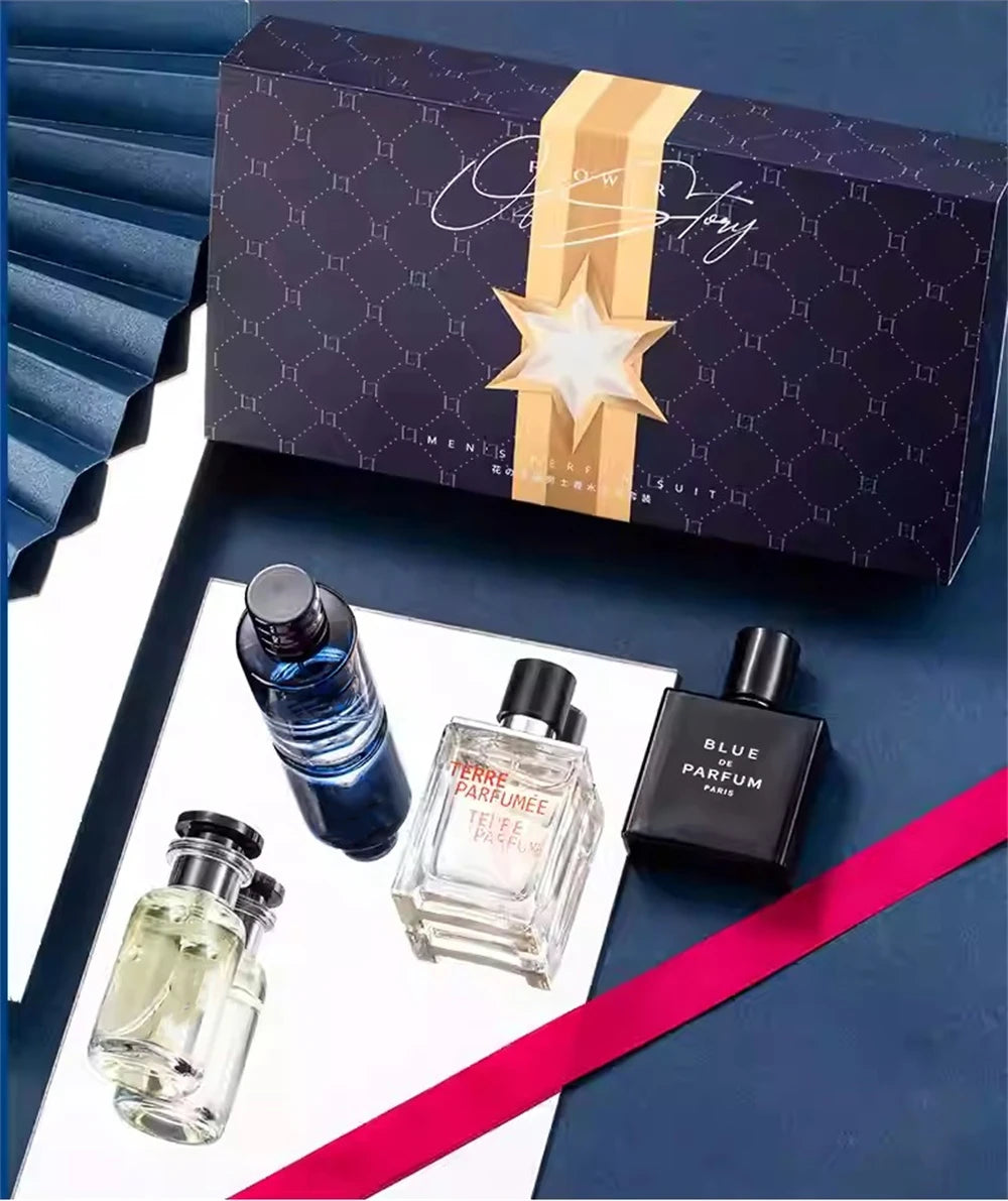 Mens Cologne Spray with 100ml Option Label and Floral Fruity Scent Reference, Gift Box and Four-Piece Set Wording for Personal Fragrance and Gift Selection