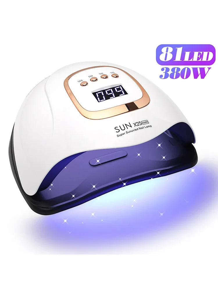 UV Gel Nail Curing Lamp in White with X25, X27, X26 and X23 Model Options, US or EU Plug Selection for Compatible Gel Polish Manicure Routines