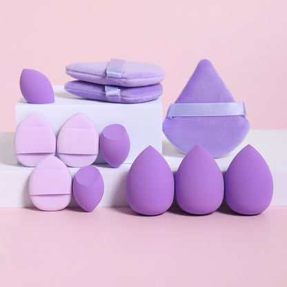 12-Piece Makeup Sponge and Powder Puff Set with Mini Air Cushion Puff and Beauty Egg References, 18 Color and Style Labels for Adult Cosmetic Application