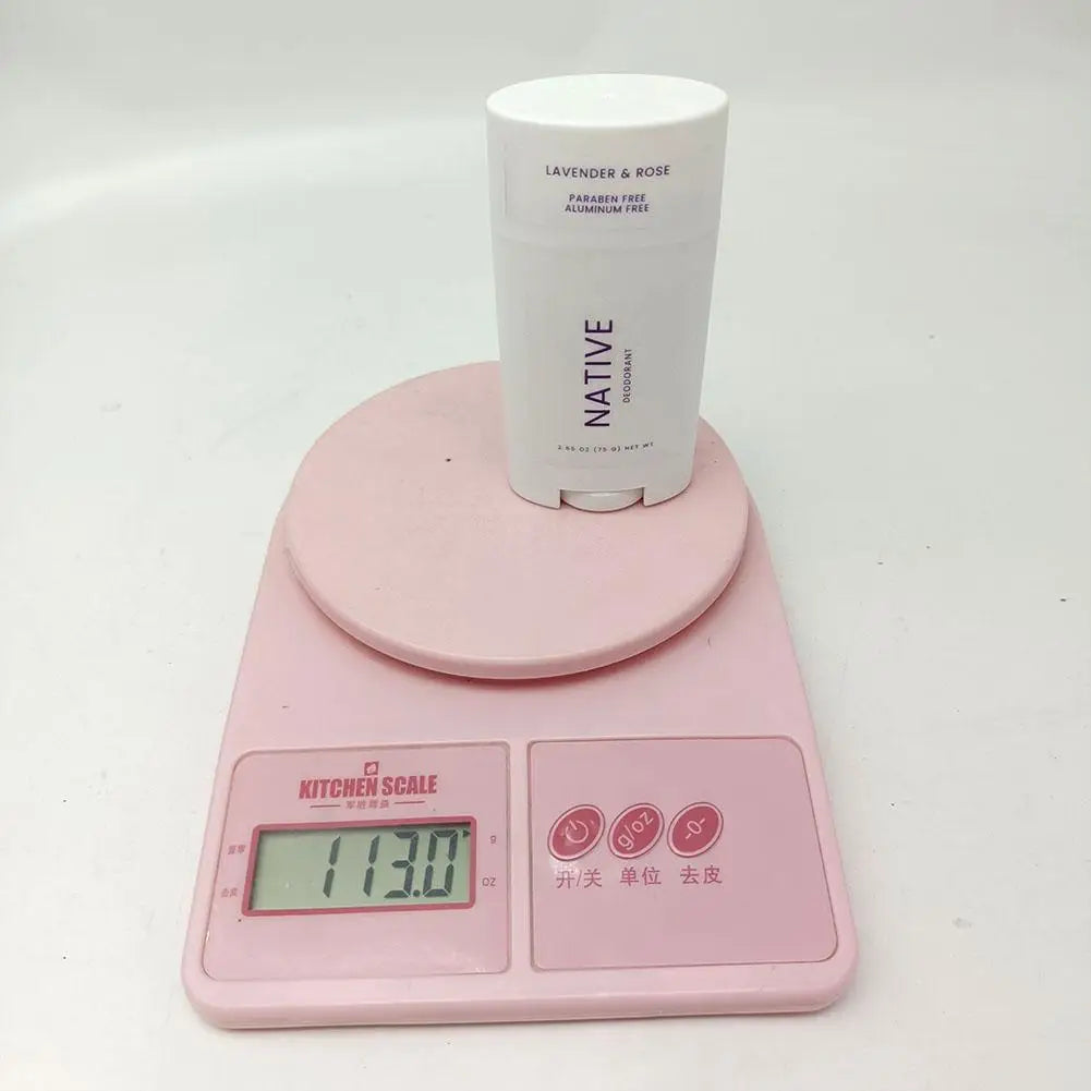 Body Deodorant Stick with Listed 75g Net Content and Twist-Up Solid Format, A to E Scent Option Labels for a Label-Guided Everyday Personal Care Routine