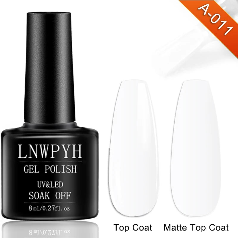 Soak-Off Gel Varnish Kit by LNWPYH with 10 Listed Polish Colors, One Base Coat, One Top Coat and UV LED Sensor Lamp for Adult Home Manicure Designs