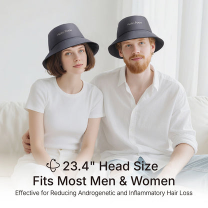 LED Scalp Care Bucket Hat Hello Face T100 with 336 Red and Near-Infrared LEDs, Three Light Modes and Separate With-Controller or Hat-Only Set Options