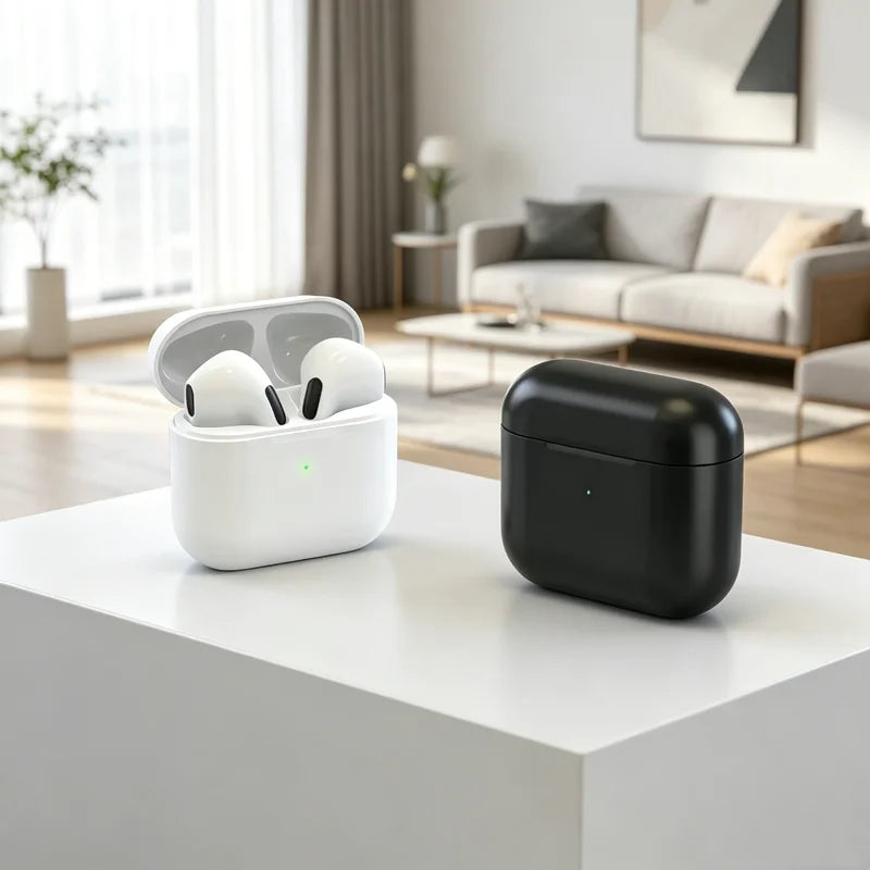 Touch Control Bluetooth Earphones with Microphone and Charging Case, TWS Wireless Earbuds in White or Black for Smartphone Music and Hands-Free Calls