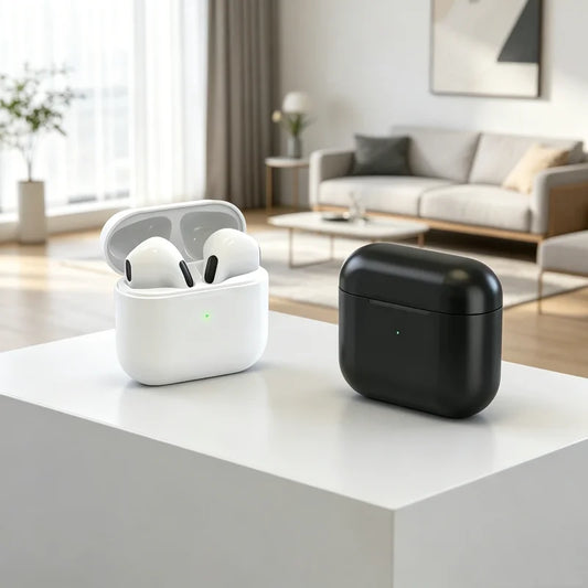 Touch Control Bluetooth Earphones with Microphone and Charging Case, TWS Wireless Earbuds in White or Black for Smartphone Music and Hands-Free Calls