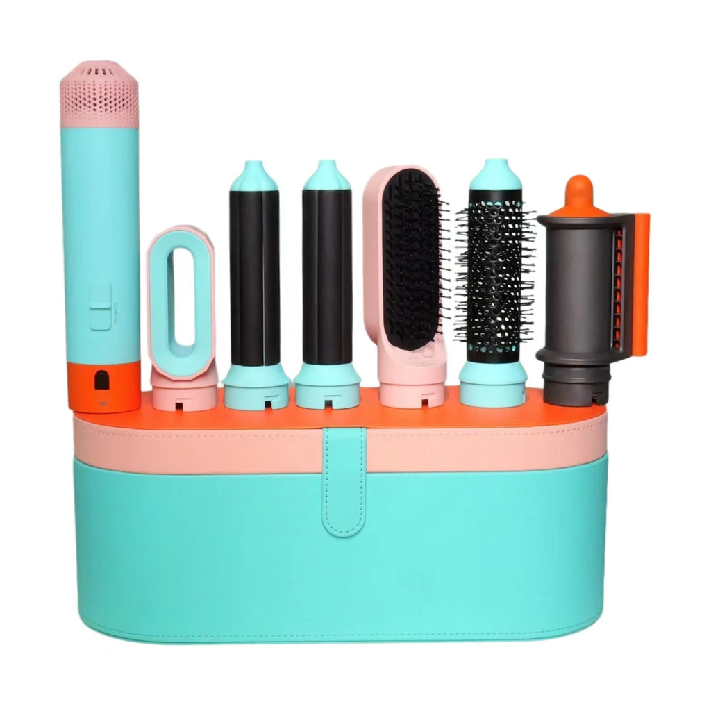 Hot Air Hair Styler, Six-in-One Packages with Curling Barrel and Brush References, US 110-120V or EU 220-240V Versions with Box or Case Options