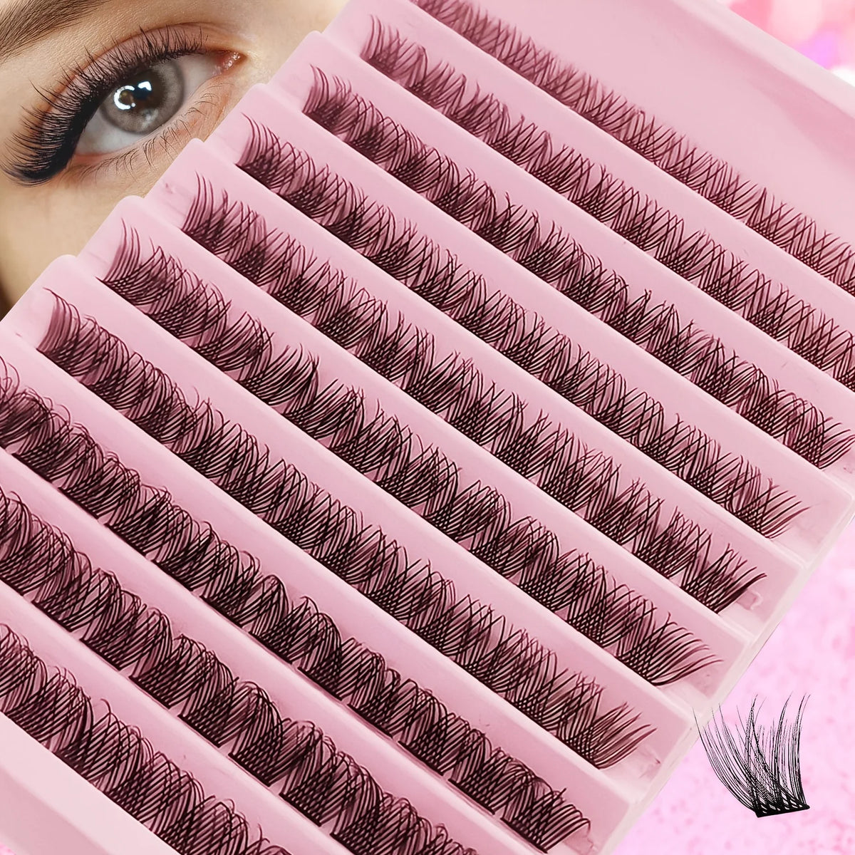 Natural Eyelash Cluster Set with D Curl, 8–16mm Mixed Lengths and 0.07mm Thickness, Reusable False Lashes with Soft Bands in G01, A01 or A02