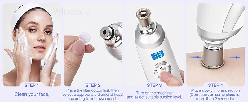 Cordless Diamond Microdermabrasion Device with Replaceable Tip References, Nine-Head Five-Level or Four-Head Three-Level Options for Adult Facial Beauty Routines