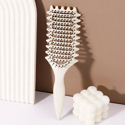 Hollow Hair Styling Brush with Nylon Bristles and ABS Plastic Handle, Four Color Options for Everyday Curl Shaping and Compatible Natural Hair or Wig Grooming