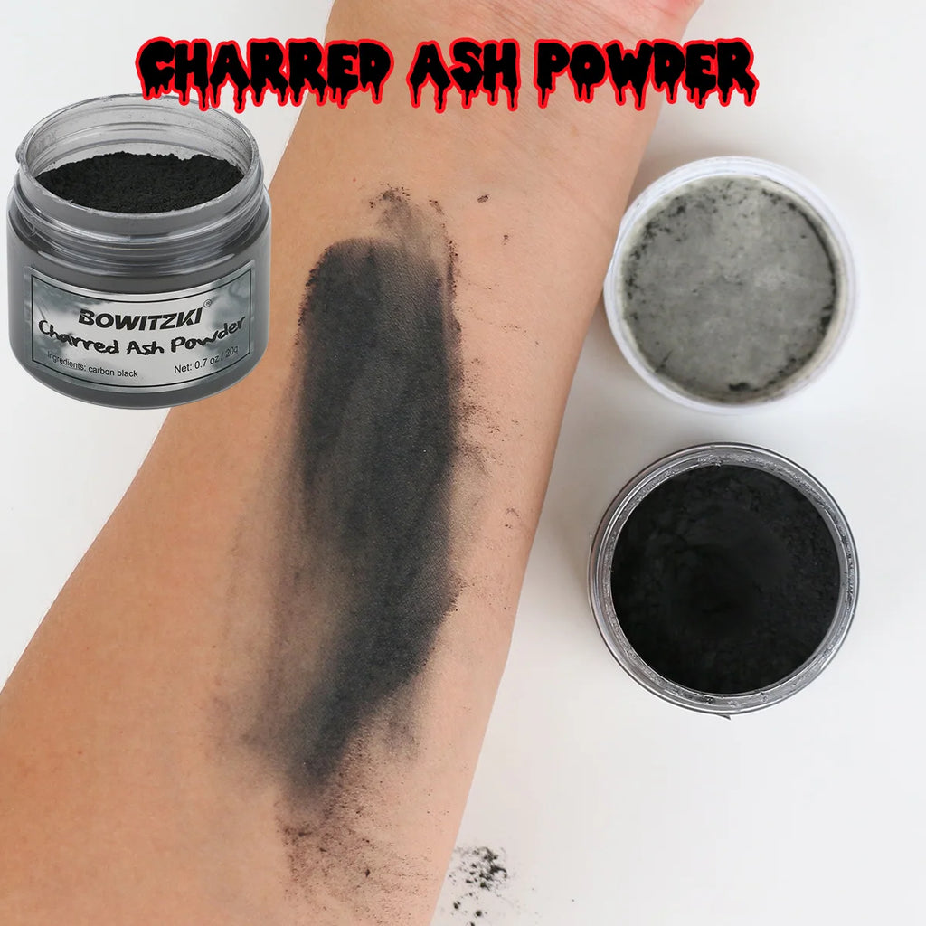 Halloween SFX Makeup Set by Bowitzki with Fake Blood, Scar Wax and Charred Ash Powder References for Simulated Costume Effects, Cosplay and Stage Looks