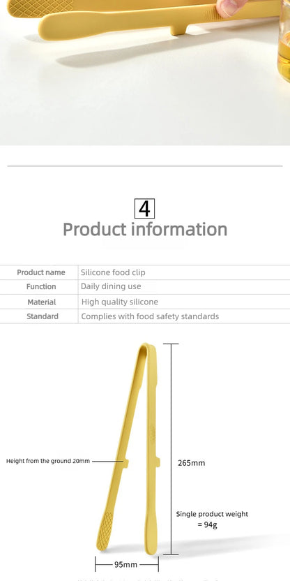 Silicone Kitchen Tongs with Wide-Tooth Grip and Extended Handle, Listed 26.5cm Serving Clip for Bread, Toast, Salad and Noodles with Color or 6PCS Options