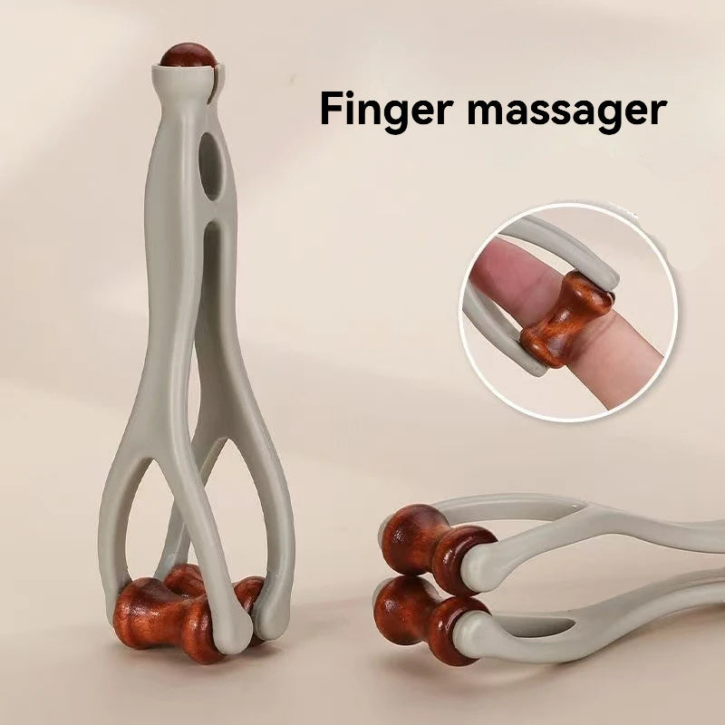 Wooden Finger Massage Roller, One-Piece Manual Finger and Thumb Tool for Adult Nonmedical Self-Care Routines at Home and Personal-Care Gift Ideas