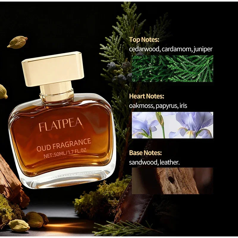 Woody Men's Eau de Toilette with Listed Musk, Oud and Cedarwood Notes, Arabian-Style Perfume in 50ml and 100ml Options for Daily Wear and Gifts