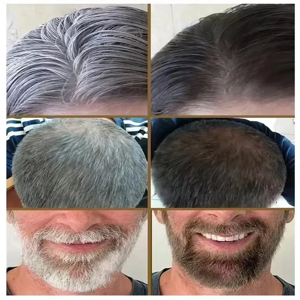 Gray Hair Coverage Spray with Black Color and Serum References, Single or Promotional Purchase Labels for Cosmetic Gray and White Hair Appearance Care