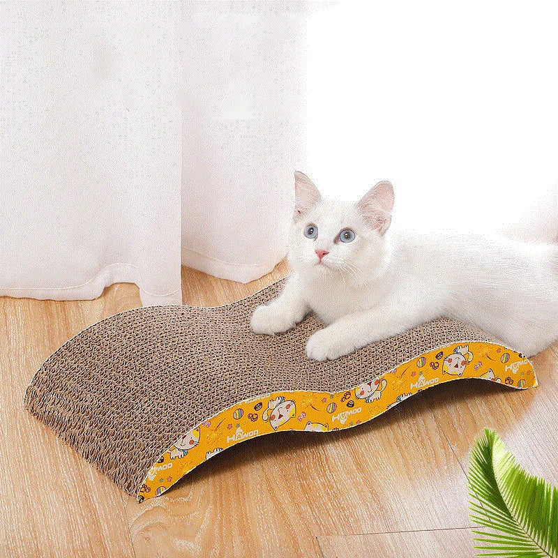 Corrugated Cardboard Cat Scratcher Board, Double-Sided Indoor Scratch Pad with Textured Paper Construction in Bony Type, S, Wave or W Style Options