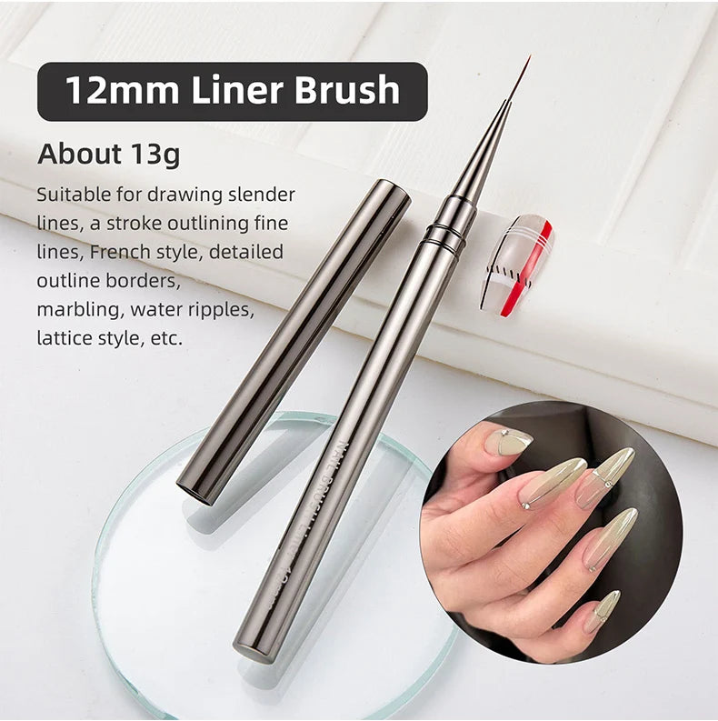 Nail Art Striping Brushes for Fine Lines and Detail Painting, 6–25mm Listed Liner Sizes with Individual and Set Options for DIY Manicure Designs