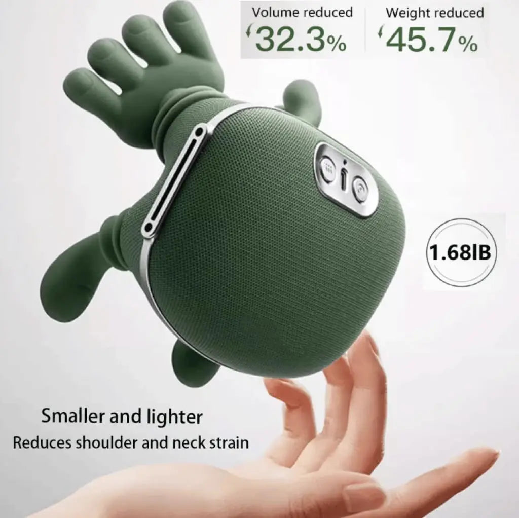 Wireless Neck and Back Massager with Heat, Battery-Powered 4D Shiatsu-Style Kneading Device in Green Silver Switch Option for Adult Relaxation Routines