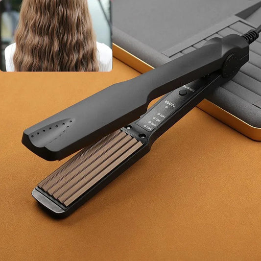 Ceramic Hair Styling Iron with Separate Straightener or Curling Iron Options and US or EU Plug Choices for Adult Hair Routines, Parties and Holiday Preparation