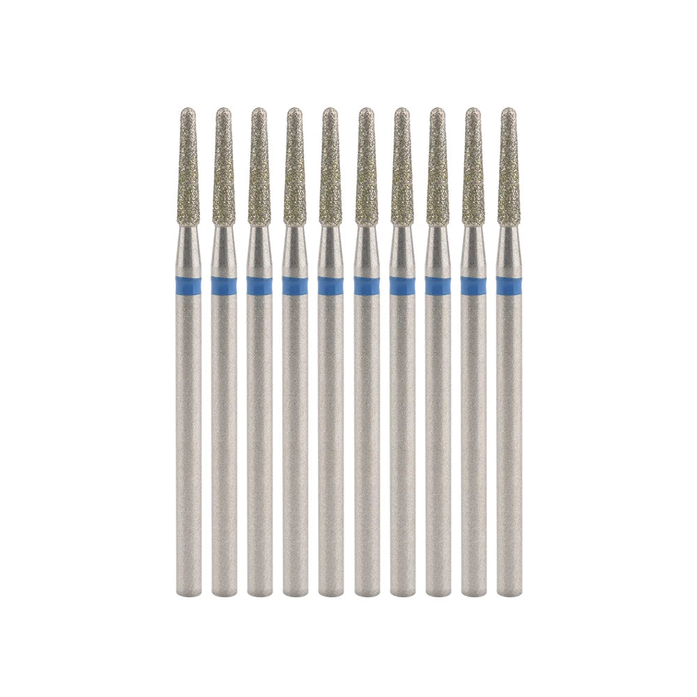 Diamond Nail Drill Bits, Listed 10-Piece Milling Accessories with 2.35mm Shanks, A-Series and Grade-Labeled Options for Professional Electric Manicure Filing