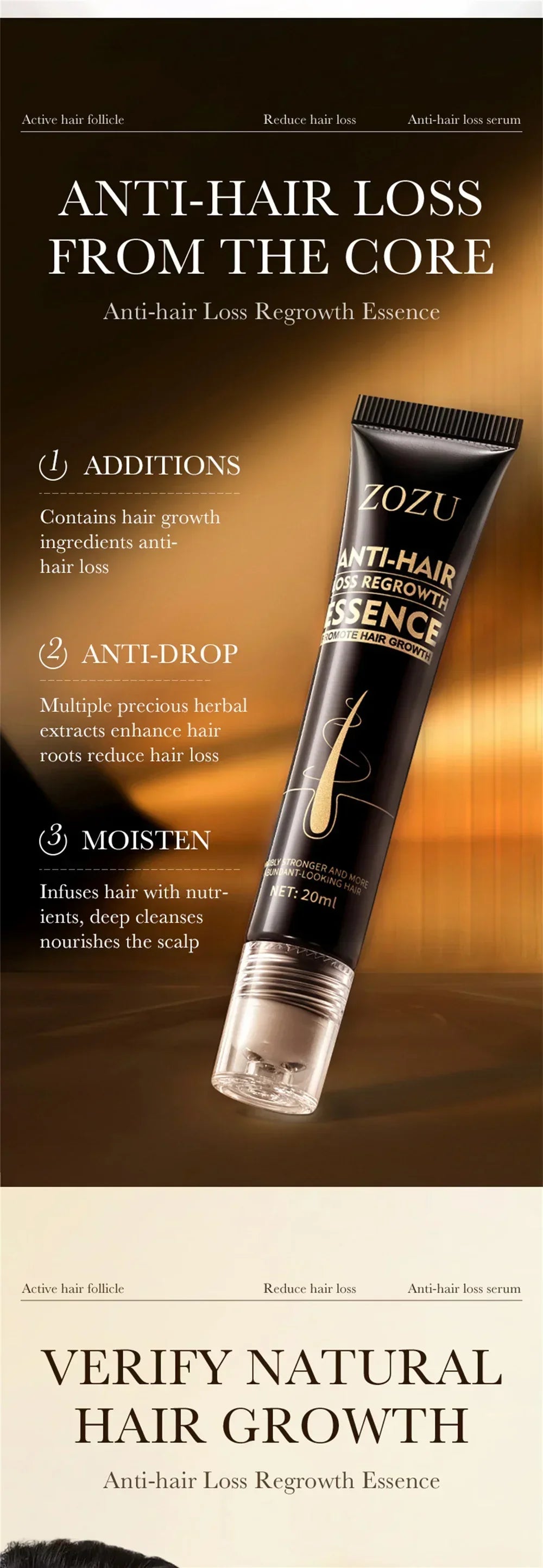 Scalp Massage Hair Oil with Biotin Reference and Bead Applicator, Men's Cosmetic Hair Care Serum in 1, 3, 5, 10 or 22-Piece Purchase Options