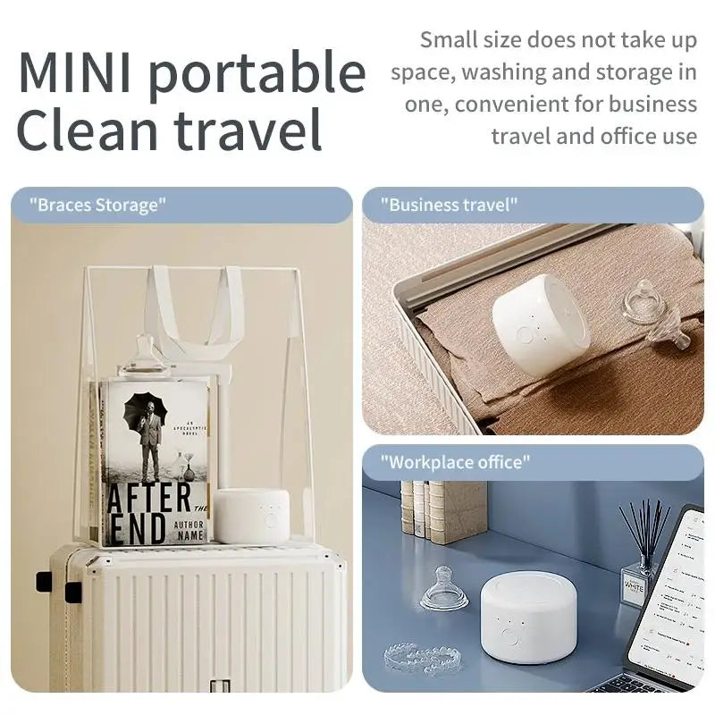 50kHz Ultrasonic Retainer Cleaner with 160ml Tank, USB Rechargeable Dental Appliance Cleaning Machine with 3, 5 and 10 Minute Cycles and Four Color Options