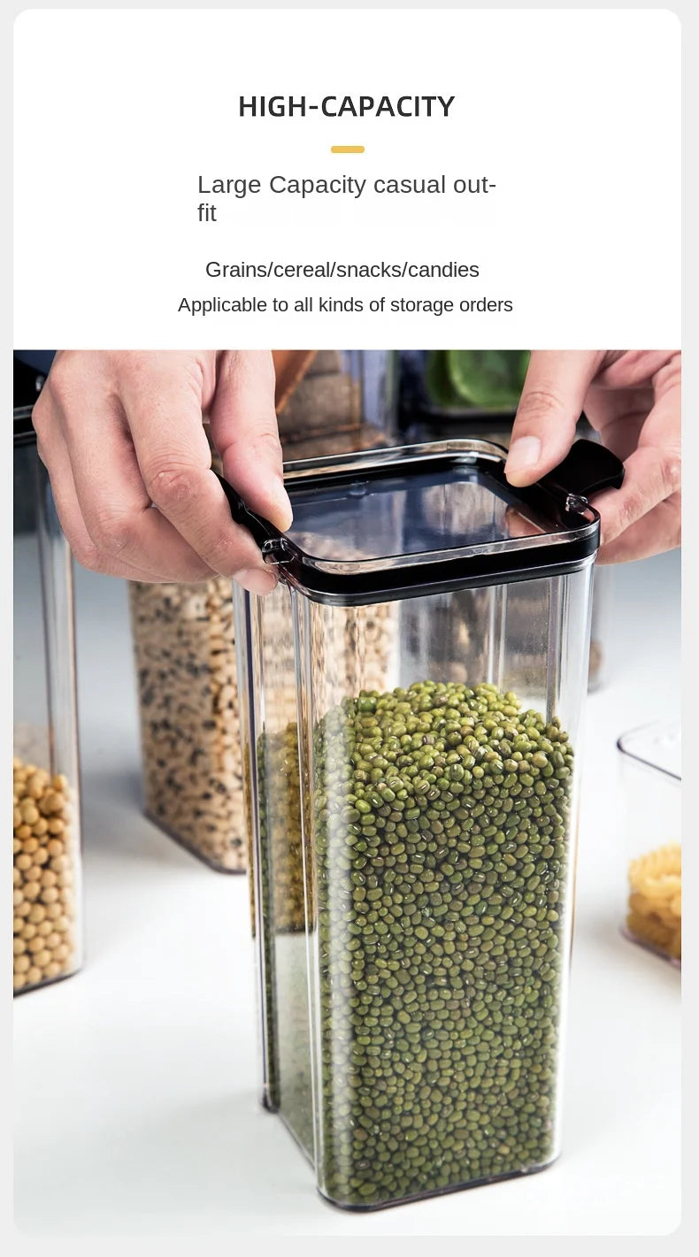 Clear Pantry Storage Jars with White or Black Covers, Five Capacity Options from 460ml to 1800ml and Single-Size Packs or Mixed Five-Size Kitchen Sets