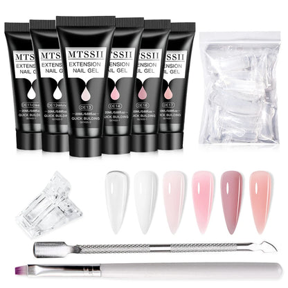 Poly Nail Extension Gel Set by Mtssii, Listed 5-Piece 20ml UV LED Curing Gel with Eight Coded Options for Adult Nail Sculpting and Manicure Designs