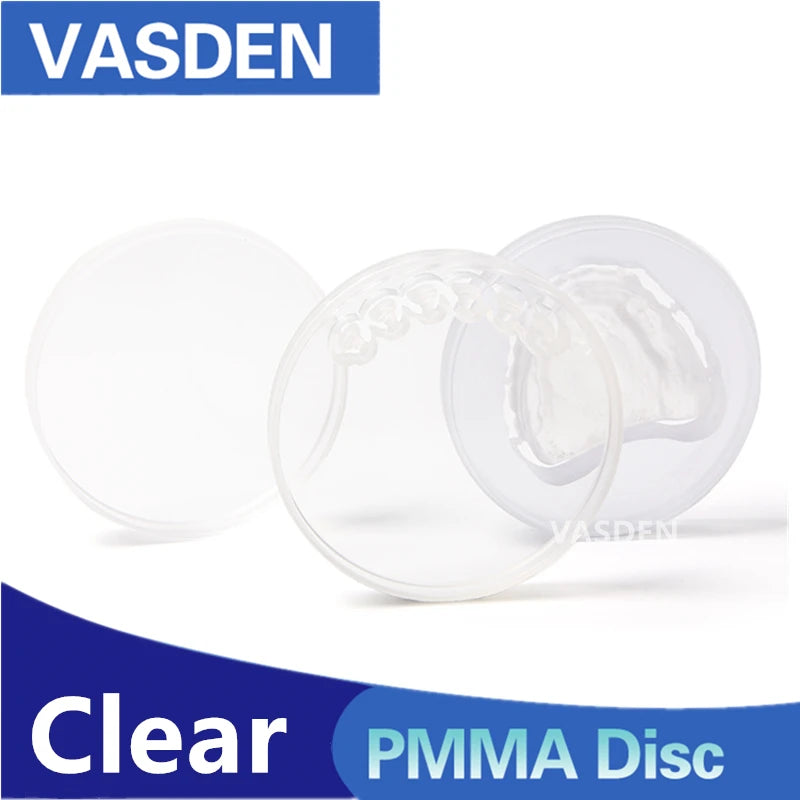 Clear PMMA Dental Milling Disc, Listed 98mm Single CAD CAM Resin Blank with Eight Thickness Options from 10 to 25mm for Professional Dental Laboratory Selection