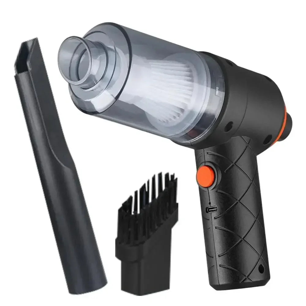 Black Mini Cordless Car Vacuum Cleaner with USB Charging, Listed 1200mAh Battery and 9000Pa Suction Reference for Vehicle Interior and Household Spot Cleaning