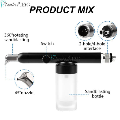 Dental Micro Blaster Air Polisher with Aluminum Oxide Sandblasting Reference, 2-Hole or 4-Hole Connections in With-Water and No-Water Equipment Options