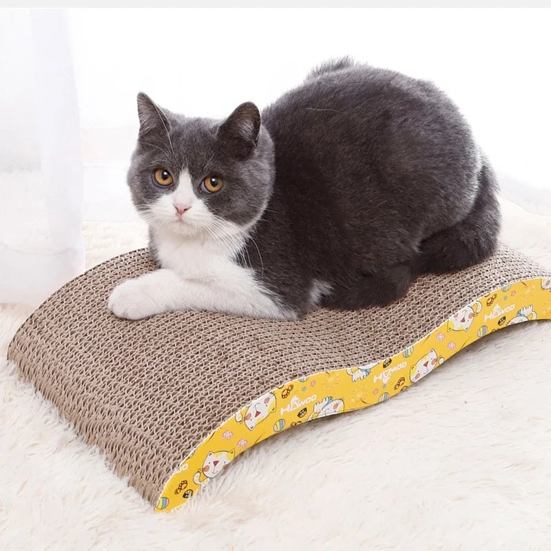 Corrugated Cardboard Cat Scratcher Board, Double-Sided Indoor Scratch Pad with Textured Paper Construction in Bony Type, S, Wave or W Style Options