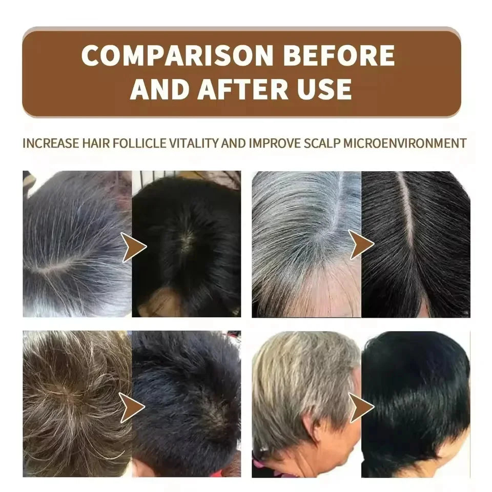 Gray Hair Care Serum with Black Spray and Cosmetic Coverage References, Single or Promotional Purchase Labels for Women and Men Grooming Routines