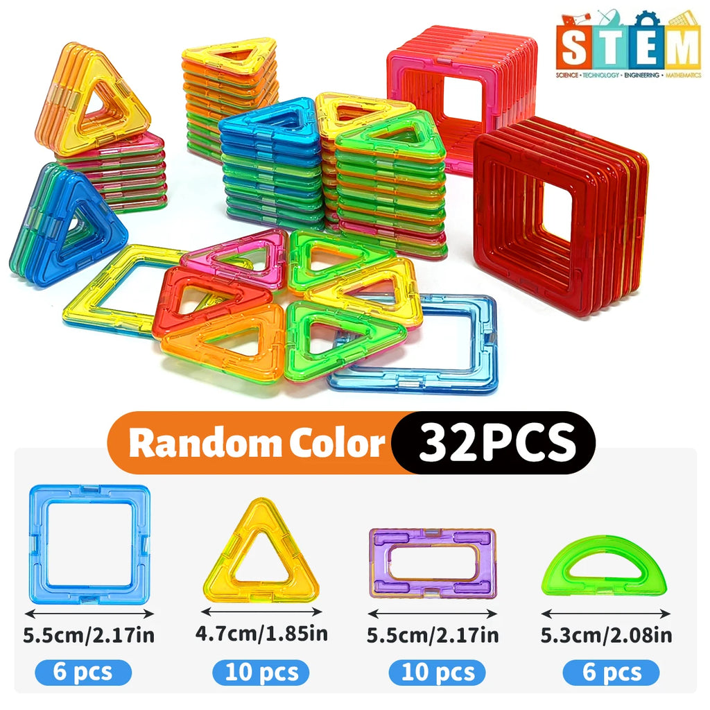 Magnetic Building Blocks with Medium Size Pieces, DIY Construction Play Sets in 20, 32, 40, 56, 60 or 84-Piece Options for Supervised STEM-Inspired Building