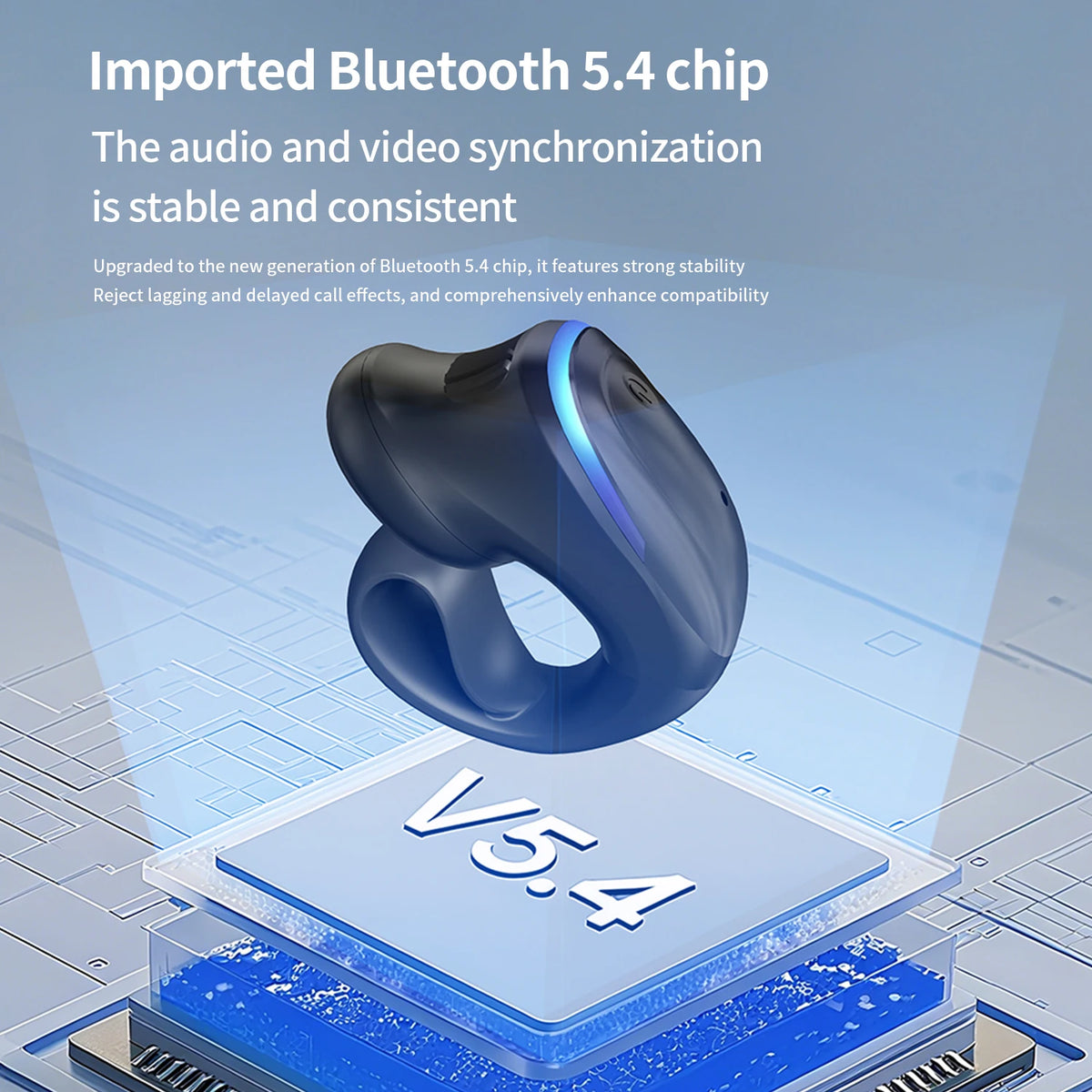 Single Ear Clip Earphone with Listed Bluetooth 5.3 Wireless Connectivity, Black or White Options and Sport-Style Headset Design for Personal Audio