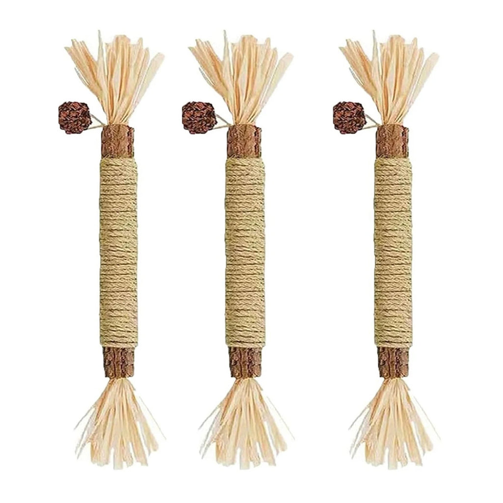Silvervine Cat Sticks with Hemp Rope, Natural Wood Pet Play Toys for Supervised Indoor Exploration and Interactive Sessions, Pack Options from 3 to 20 Pieces