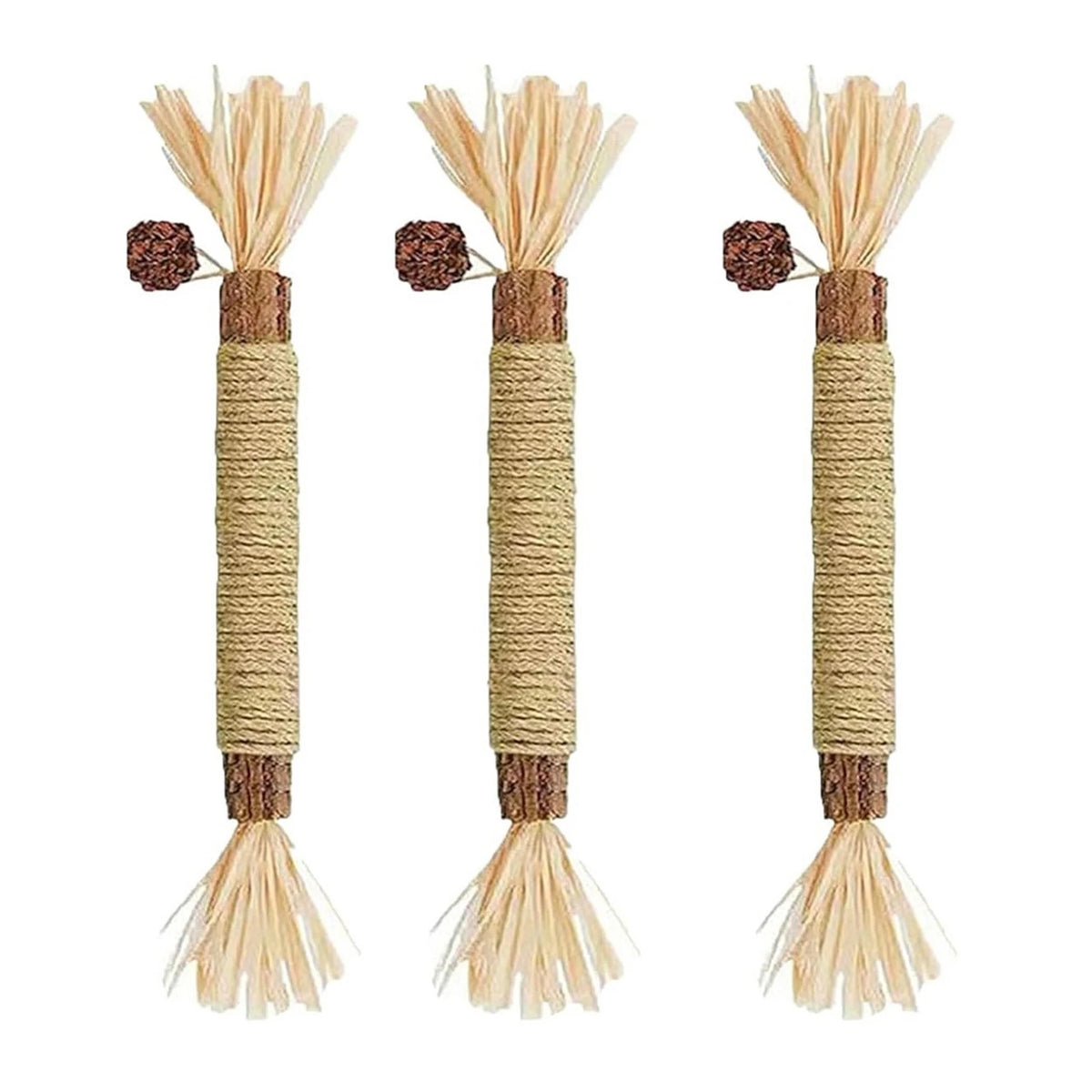 Silvervine Cat Sticks with Hemp Rope, Natural Wood Pet Play Toys for Supervised Indoor Exploration and Interactive Sessions, Pack Options from 3 to 20 Pieces