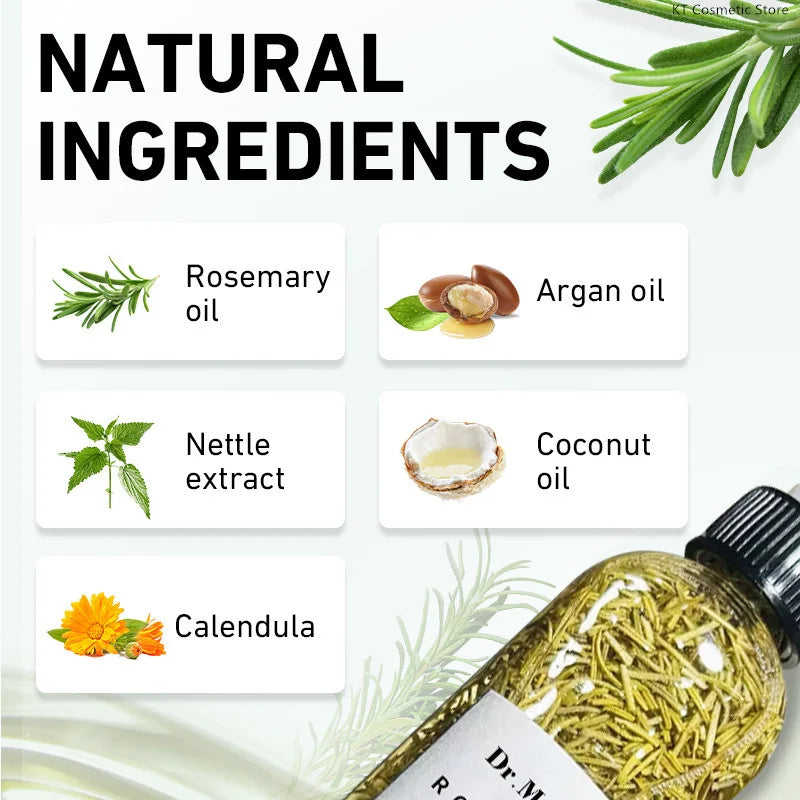 Rosemary Extract Hair Serum, 100ml Cosmetic Scalp and Hair Care with Listed Biotin, Vitamin B5, Coconut and Grape Seed Oils for Men and Women