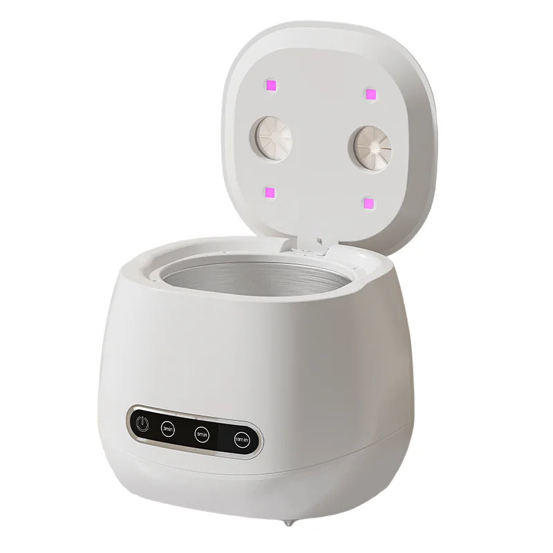 48kHz Ultrasonic Retainer Cleaning Machine, White USB-Rechargeable Cleaner for Compatible Removable Dental Appliances, Dentures and Jewelry Care