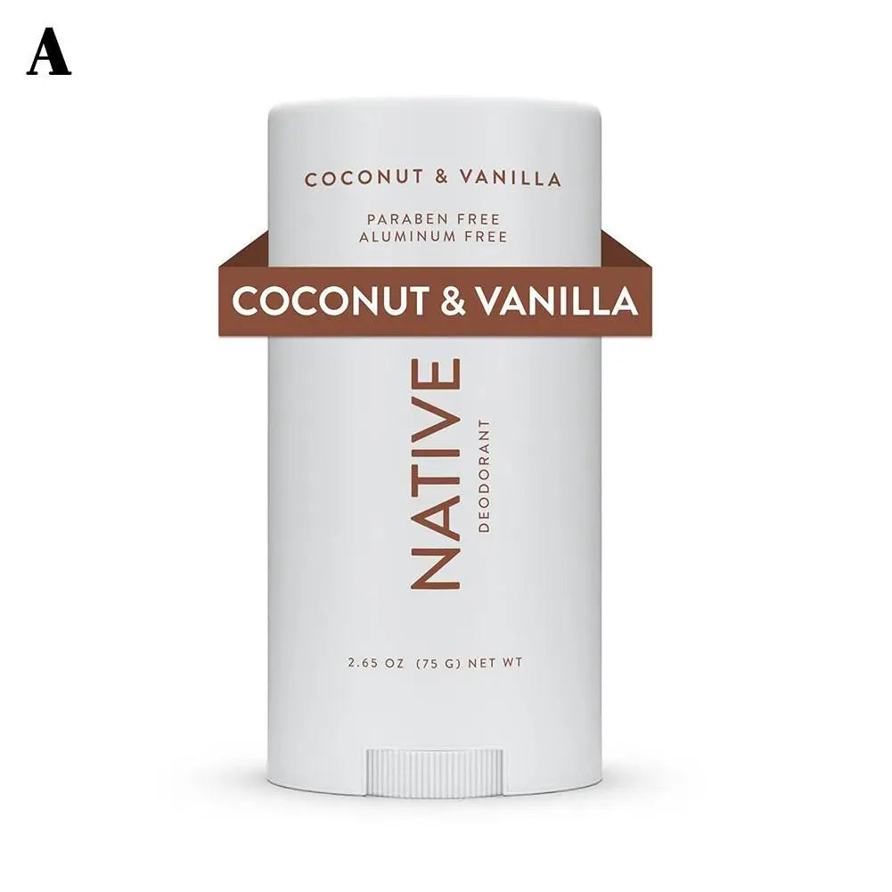 Body Deodorant Stick with Listed 75g Net Content and Twist-Up Solid Format, A to E Scent Option Labels for a Label-Guided Everyday Personal Care Routine