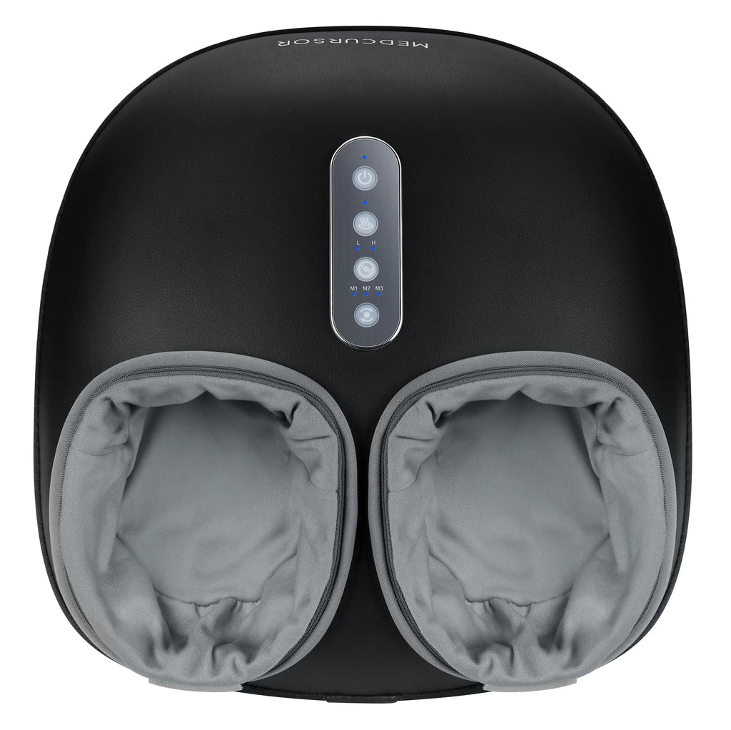 Medcursor Shiatsu Foot Massager with Heat and Roller Massage, Black MDFM400 Electric Foot Care Machine with US or EU Plug Options for Home Relaxation