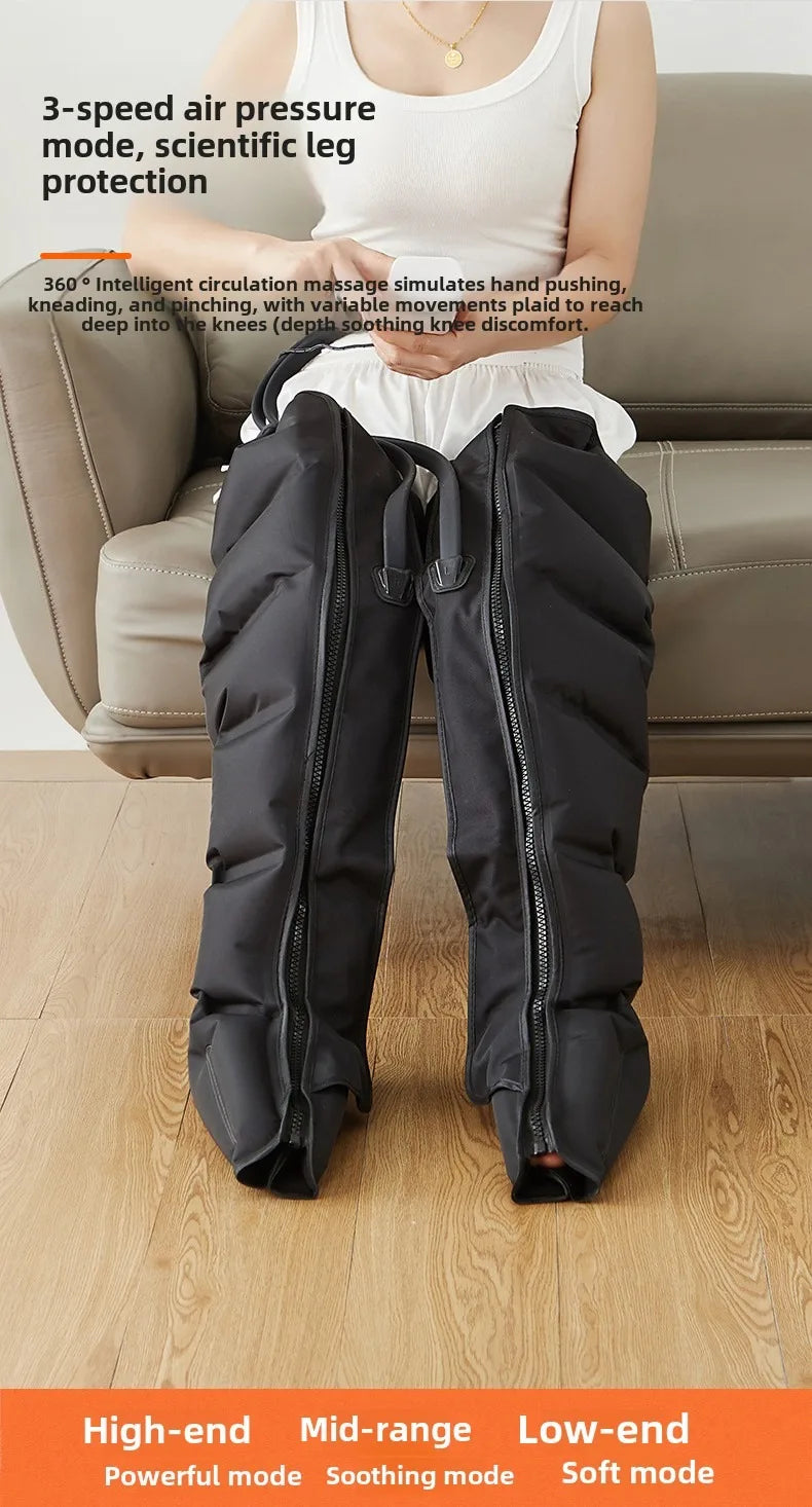 Air Wave Compression Leg Massager with Zipper Design, Three Listed Modes and Intensity Levels in Basic, Lengthen or Lengthen Type-C Options for Adult Relaxation