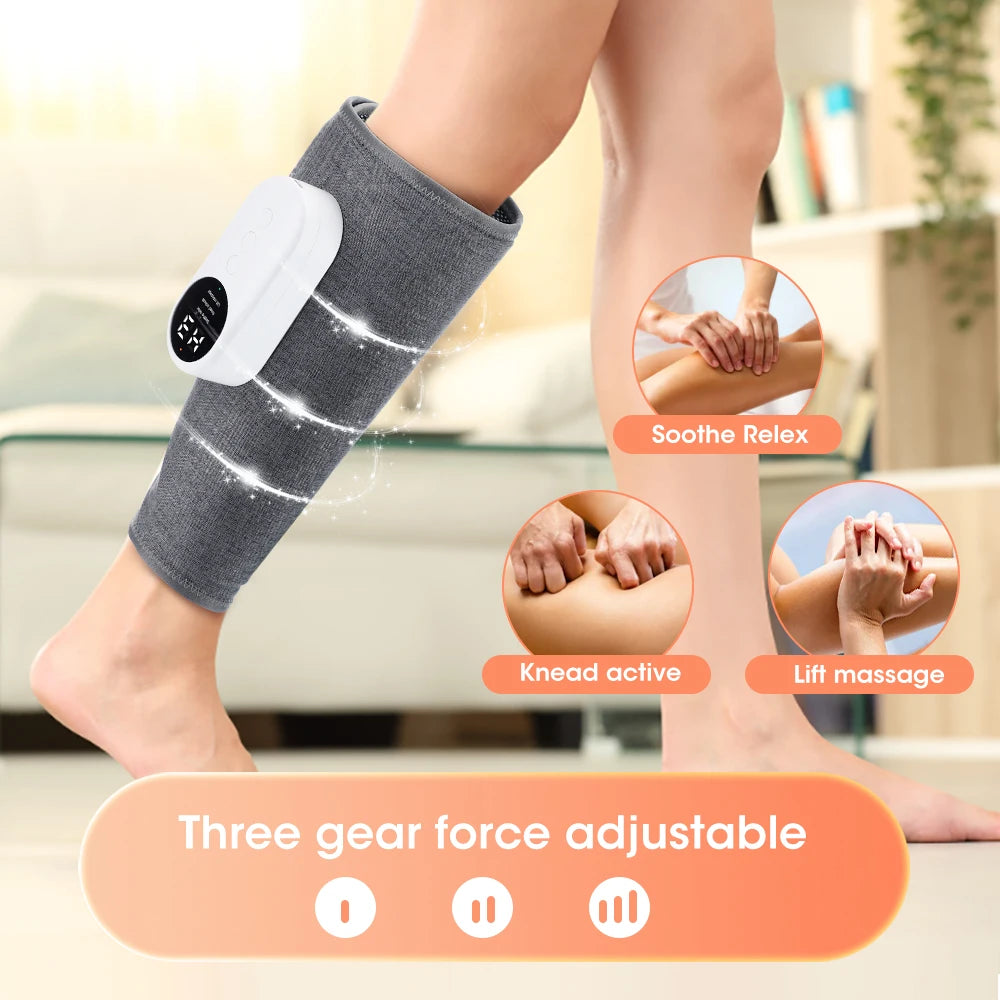 Heated Calf Compression Massager with Three Heat Settings, Three Massage Modes and Intensities, 2000mAh Battery and USB-C Charging in Single or Pair Options