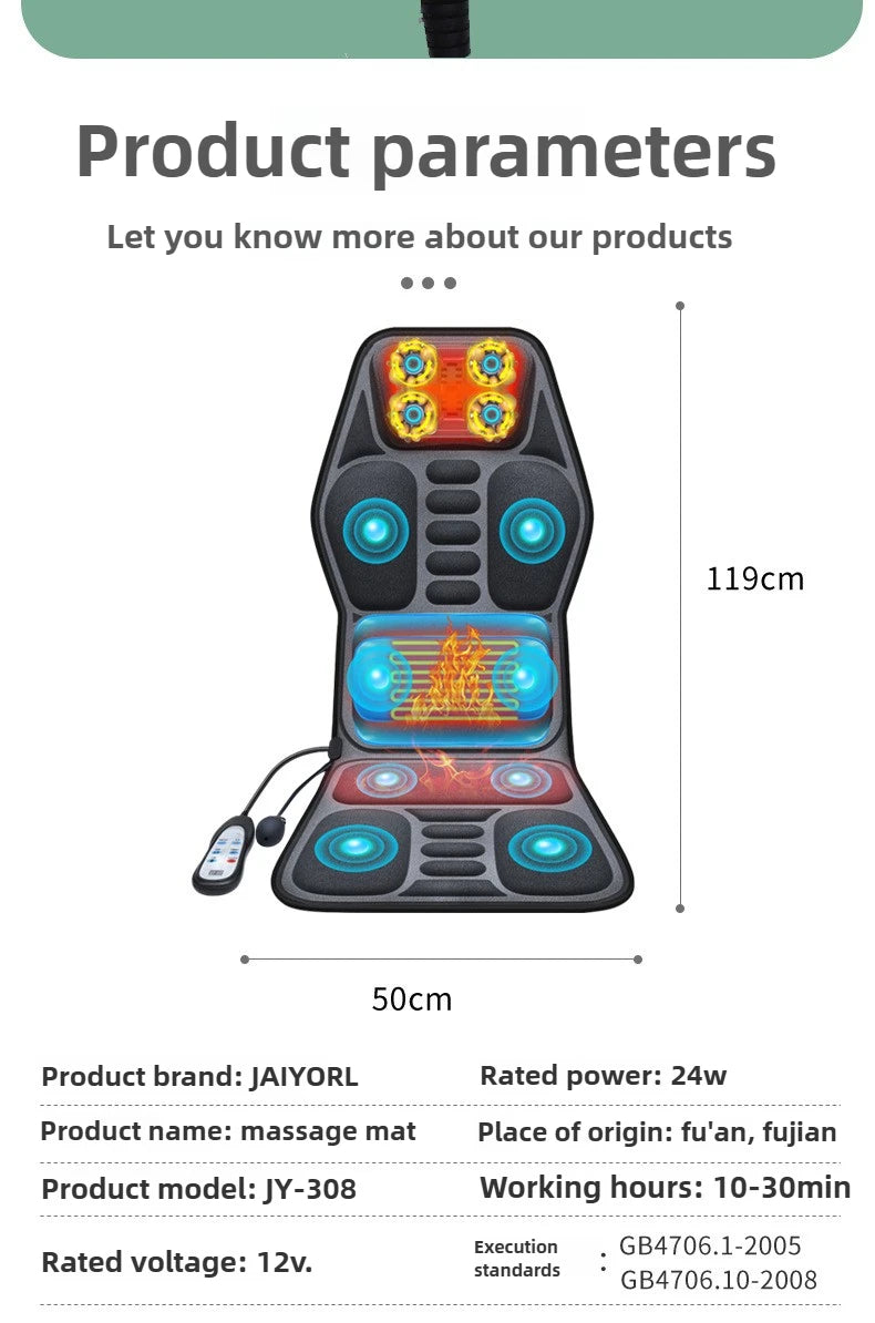 Massage Seat Cushion Options with Listed Heat, Vibration and Lumbar Airbag Features, Basic Flannel, Basic or Upgraded Selections for Home Office Relaxation