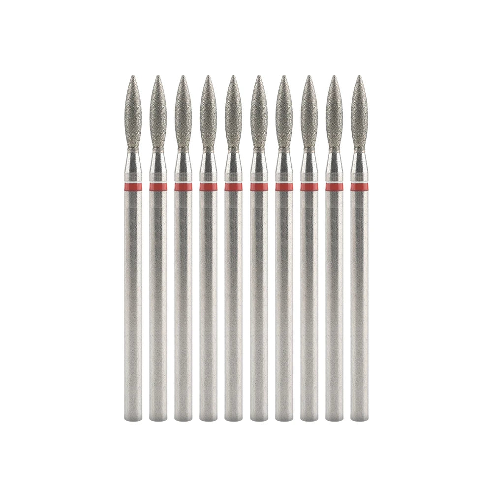 Diamond Nail Drill Bits, Listed 10-Piece Milling Accessories with 2.35mm Shanks, A-Series and Grade-Labeled Options for Professional Electric Manicure Filing