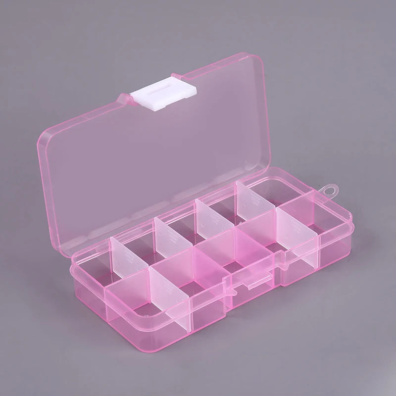 Drawer-Style Nail Storage Box, Plastic Desktop Manicure Organizer with Nine Numbered Selections for Compatible Cotton Swabs, Nail Files and Small Tools