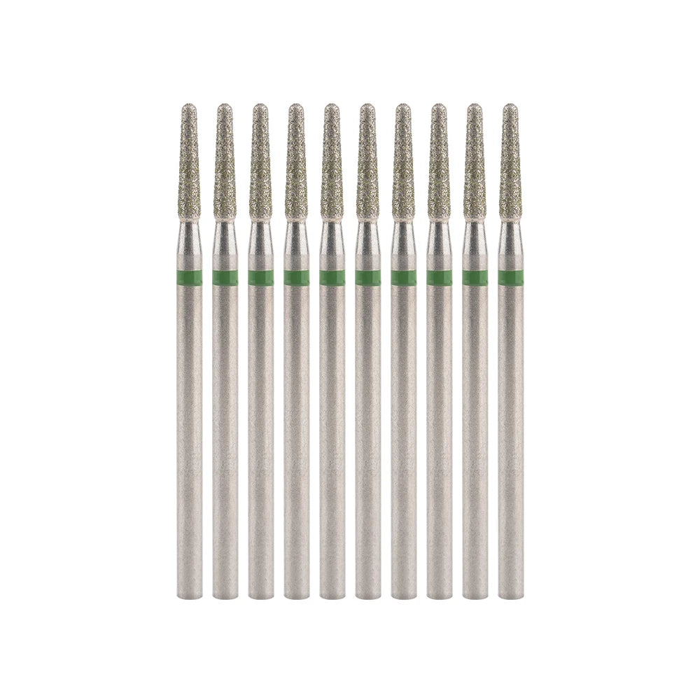 Diamond Nail Drill Bits, Listed 10-Piece Milling Accessories with 2.35mm Shanks, A-Series and Grade-Labeled Options for Professional Electric Manicure Filing
