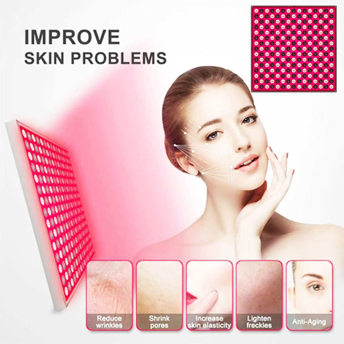 Red LED Light Panel with Listed 45W Power and 660nm 850nm Wavelengths, Combination Home Beauty Lamp with US or EU Plug Options for Manual-Guided Use