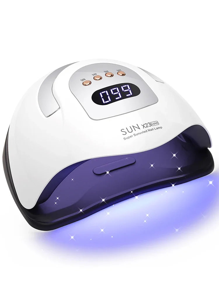 UV Gel Nail Curing Lamp in White with X25, X27, X26 and X23 Model Options, US or EU Plug Selection for Compatible Gel Polish Manicure Routines