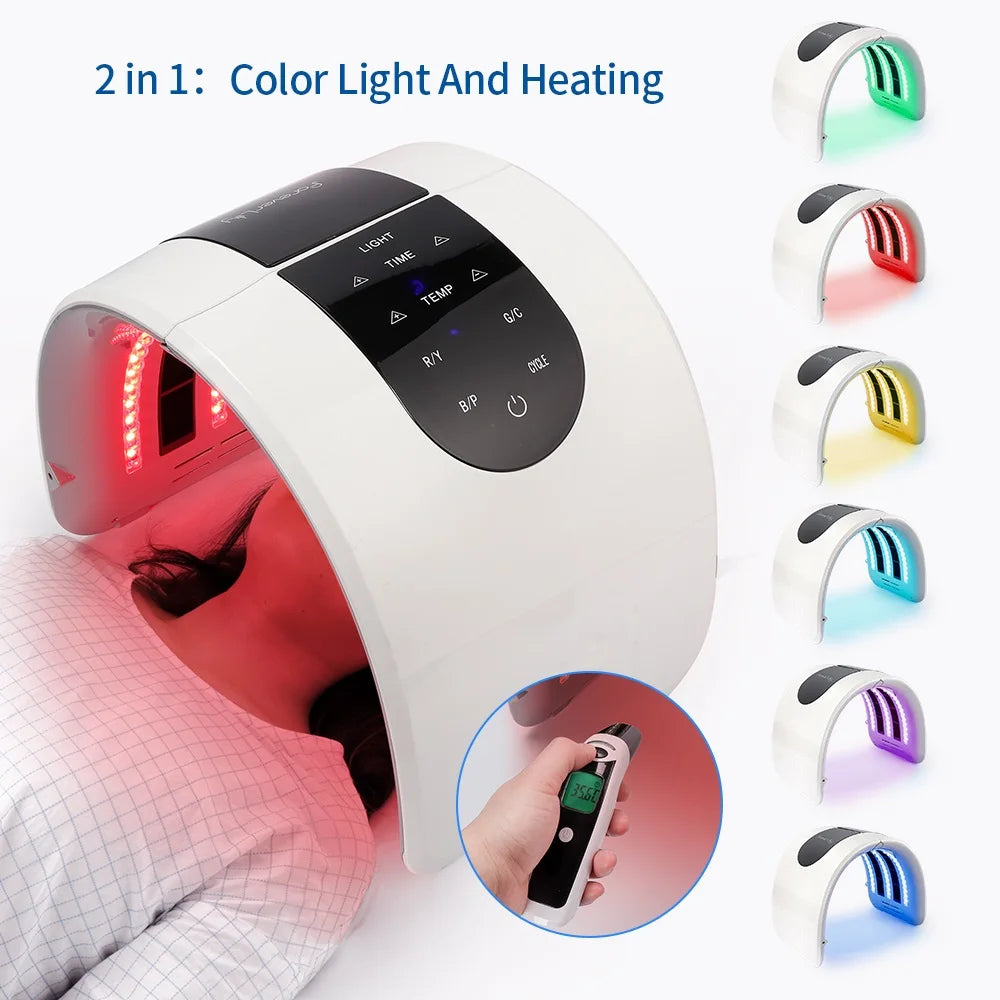 LED Beauty Light Machine with Foldable Face and Body Design, Seven Color and Heating Model References, Eye Protection and Regional Plug Options