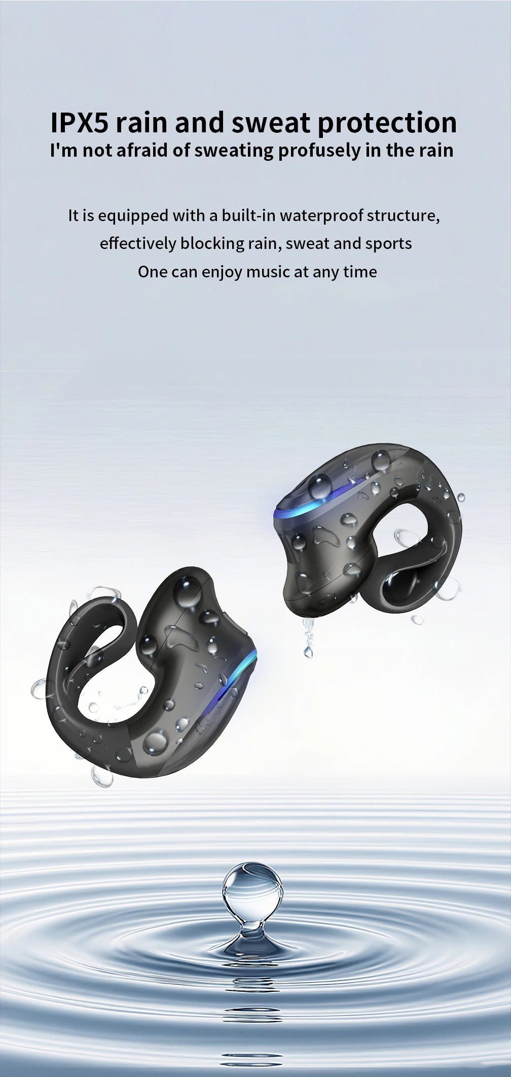 Single Ear Clip Earphone with Listed Bluetooth 5.3 Wireless Connectivity, Black or White Options and Sport-Style Headset Design for Personal Audio