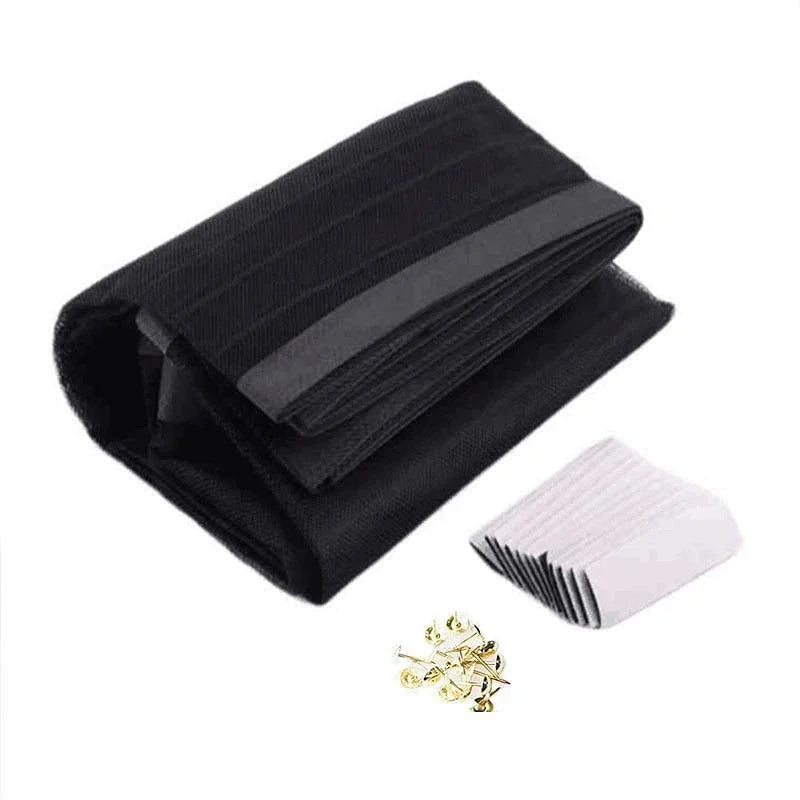 Magnetic Mesh Door Curtain with No-Drill Hook-and-Loop Mounting, Polyester Insect Screen in Black or White, 90 x 210 cm and 100 x 210 cm for Home Ventilation